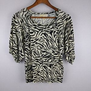 Animal Print Scoop Neck 3/4 Sleeve Small Top
